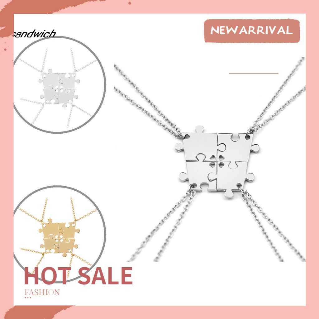 Set 4 Vòng cổ mảnh ghép hình trái tim khắc chữ Best Friend