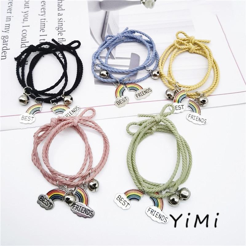 【Yimi.Vn】Một Cặp Vòng Đeo Tay Dây Thừng Đính Chuông Và Đám Mây Ghép Nối Tình Bạn Đơn Giản