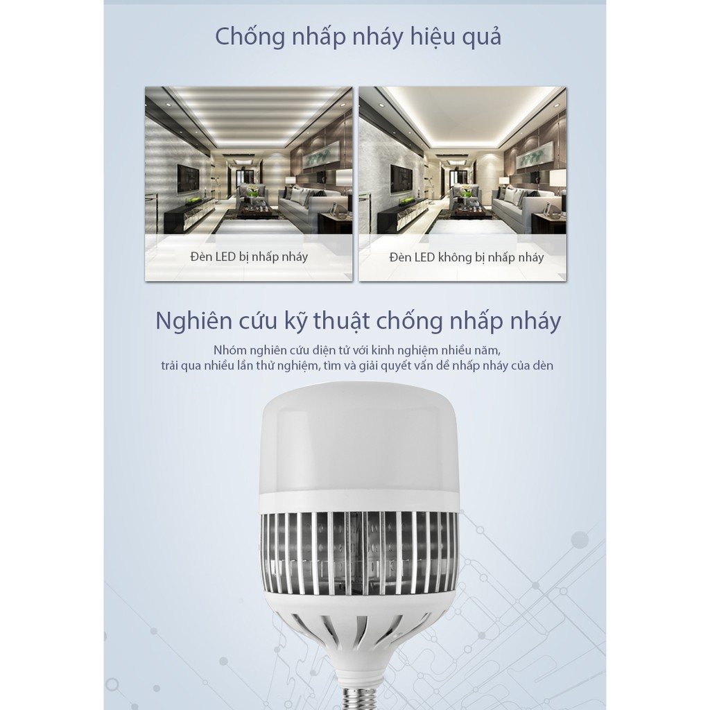 Bóng đèn led búp trụ công suất 50W 100W 150W tiết kiệm điện năng đuôi E27,bầu bóng chất liệu PC tản nhiệt nhanh ánh sáng | BigBuy360 - bigbuy360.vn