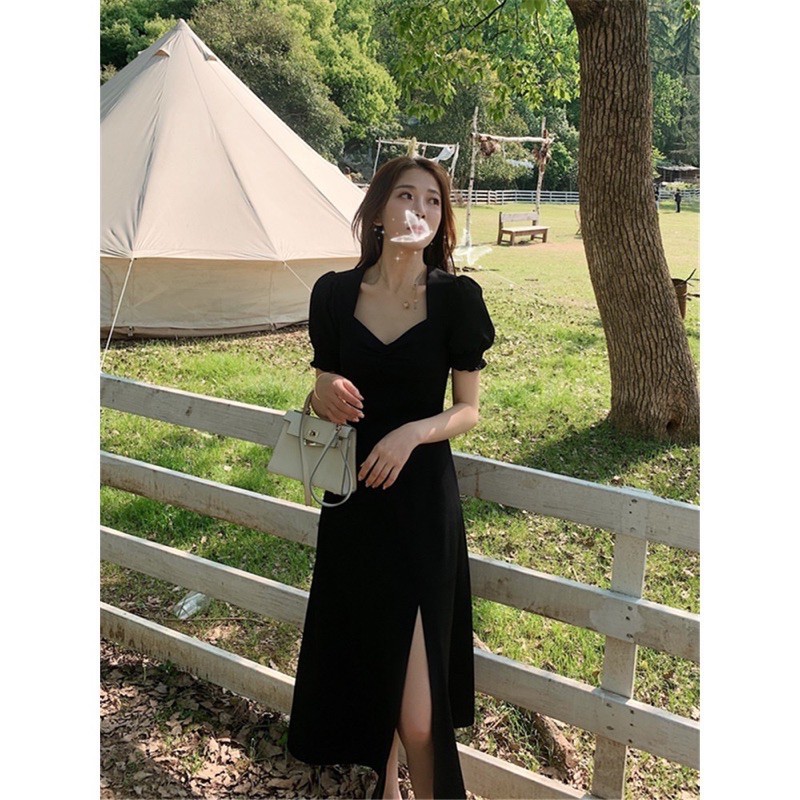 Đầm Thiết Kế-Na jin-Đầm Dài Thiết Kế Xẻ Tà Nhún Ngực Tôn Dáng Đẹp Xuất Sắc HNK1031 | BigBuy360 - bigbuy360.vn