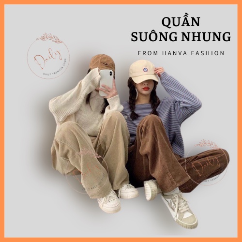 Quần Suông CULLOTTE Ống Rộng Nhung Tăm Phong Cách UZLLANG 3 Màu Đen Be Hồng Daily