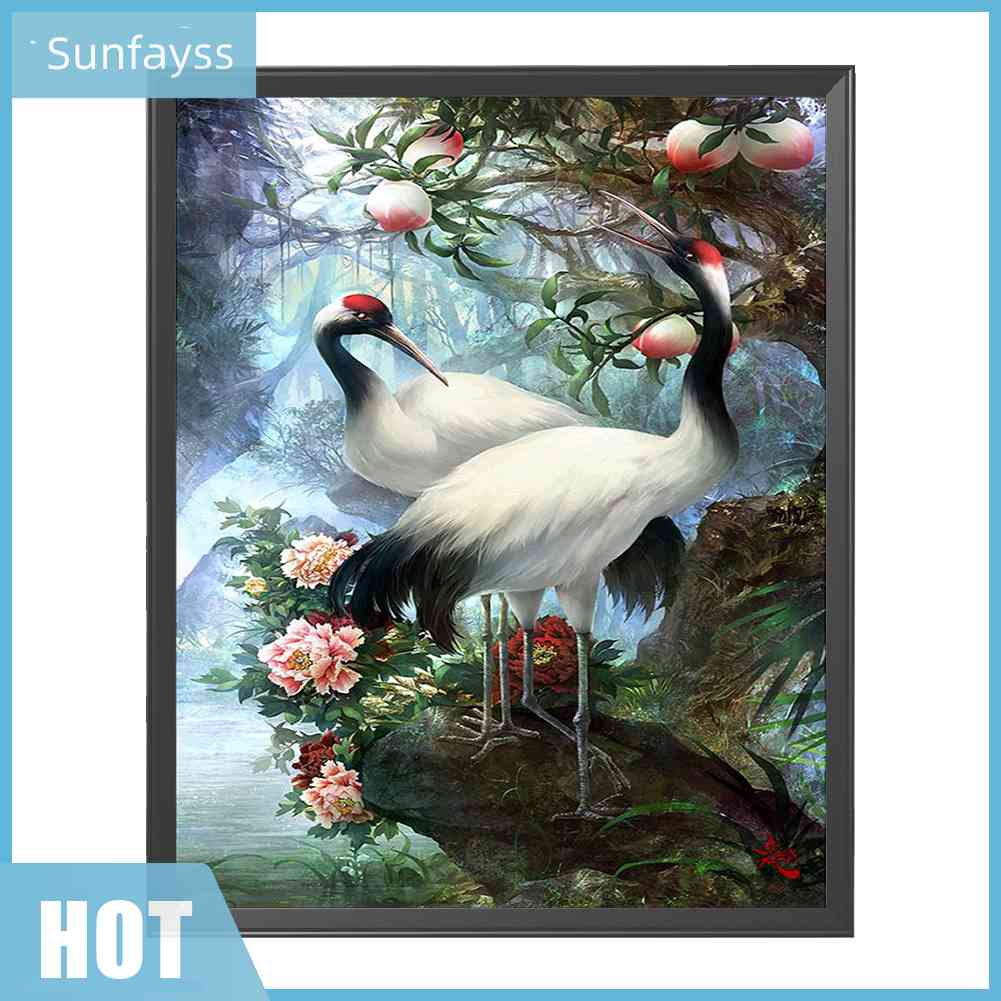 Bộ Tranh Thêu Chữ Thập DIY Hình Chim Hạc 11CT