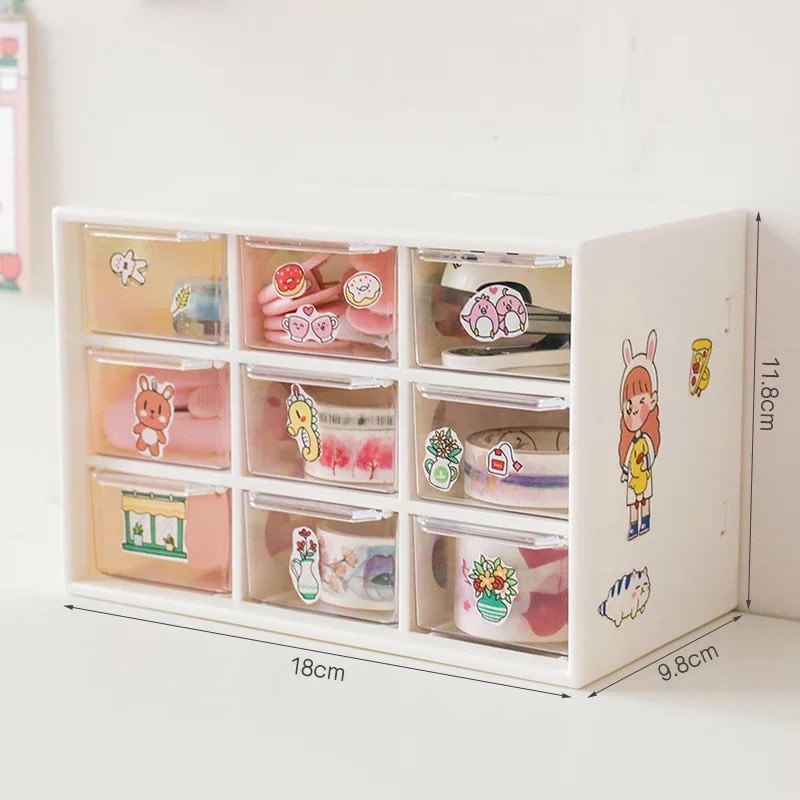 Hộp đựng đồ mini 9 ngăn để bàn lưu trữ đồ cá nhân Sumi