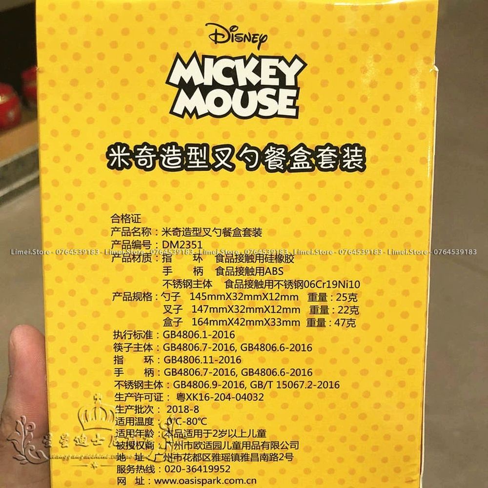 Set muỗng nĩa inox hộp hình Mickey Minnie cho trẻ em bé trai gái Disney