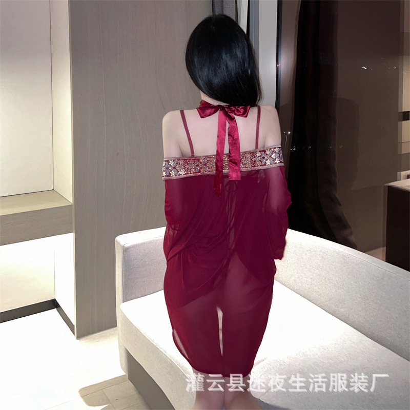 Váy ngủ + Áo choàng + chip ren trung hoa siêu sexy B236