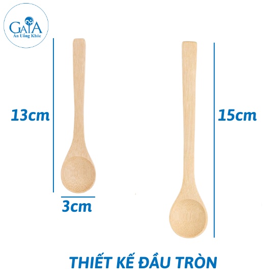 Muỗng thìa múc cafe gia vị thức ăn trang trí bằng gỗ đầu tròn