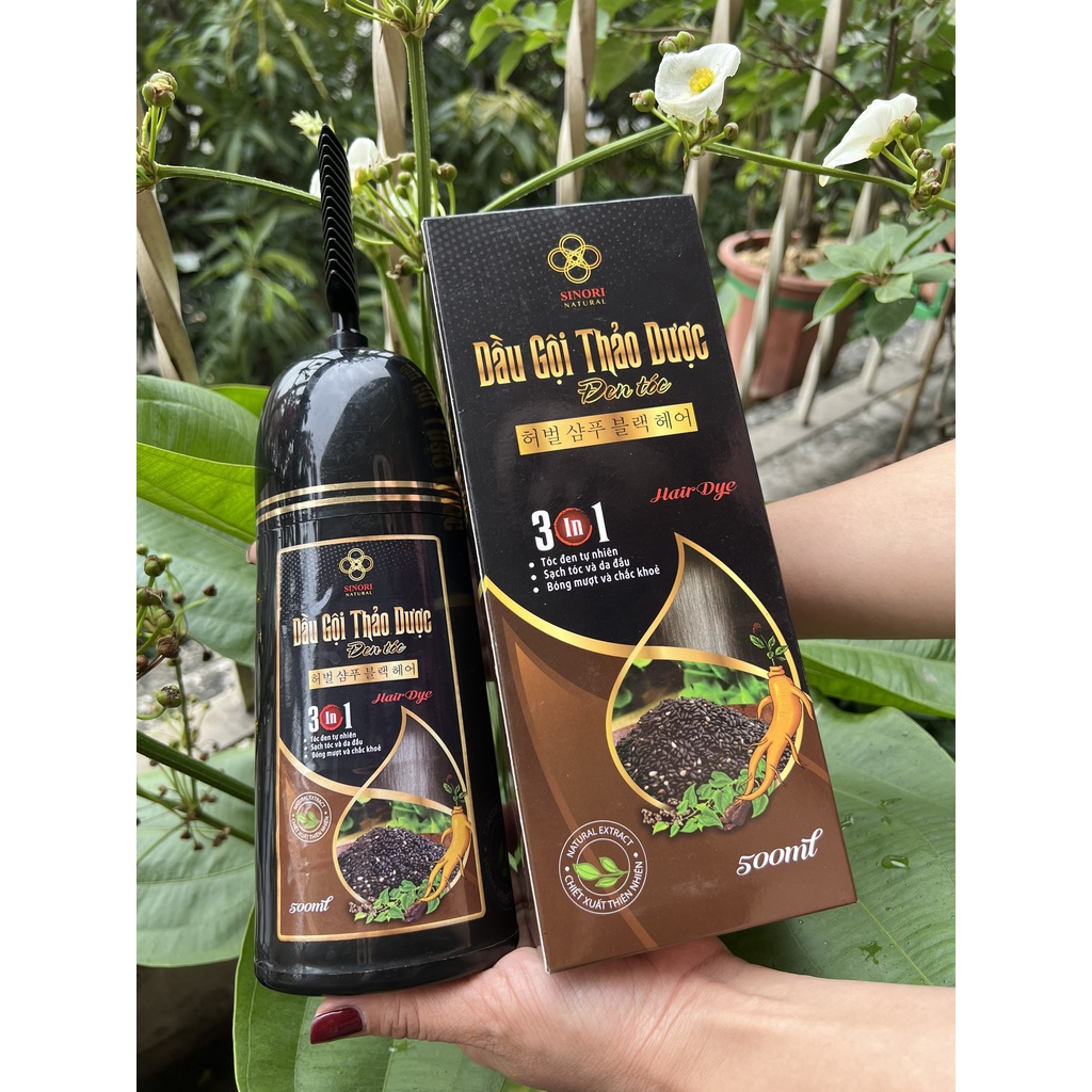Dầu gội phủ bạc Sinori 500ml - Làm đen tóc tự nhiên tại nhà chỉ sau 15 phút