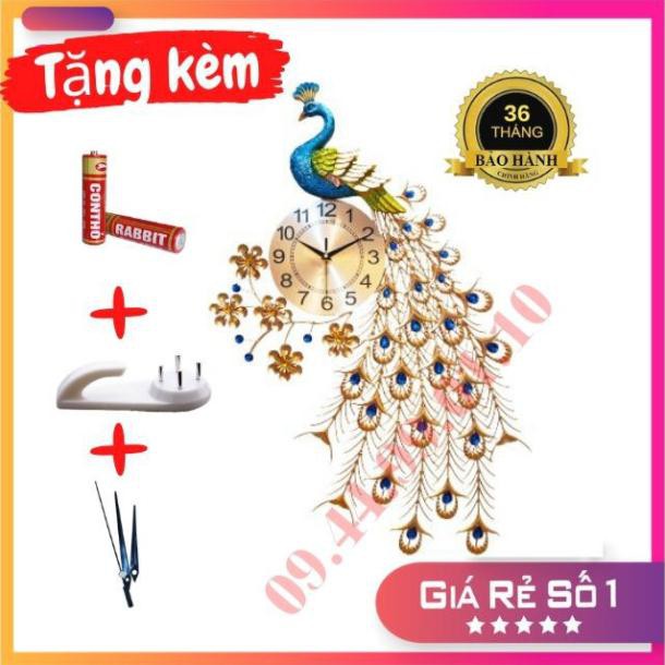 Đồng Hồ Treo Tường Trang Trí Phòng Khách Hình Con Công Chính Hãng Bảo Hành 36 Tháng