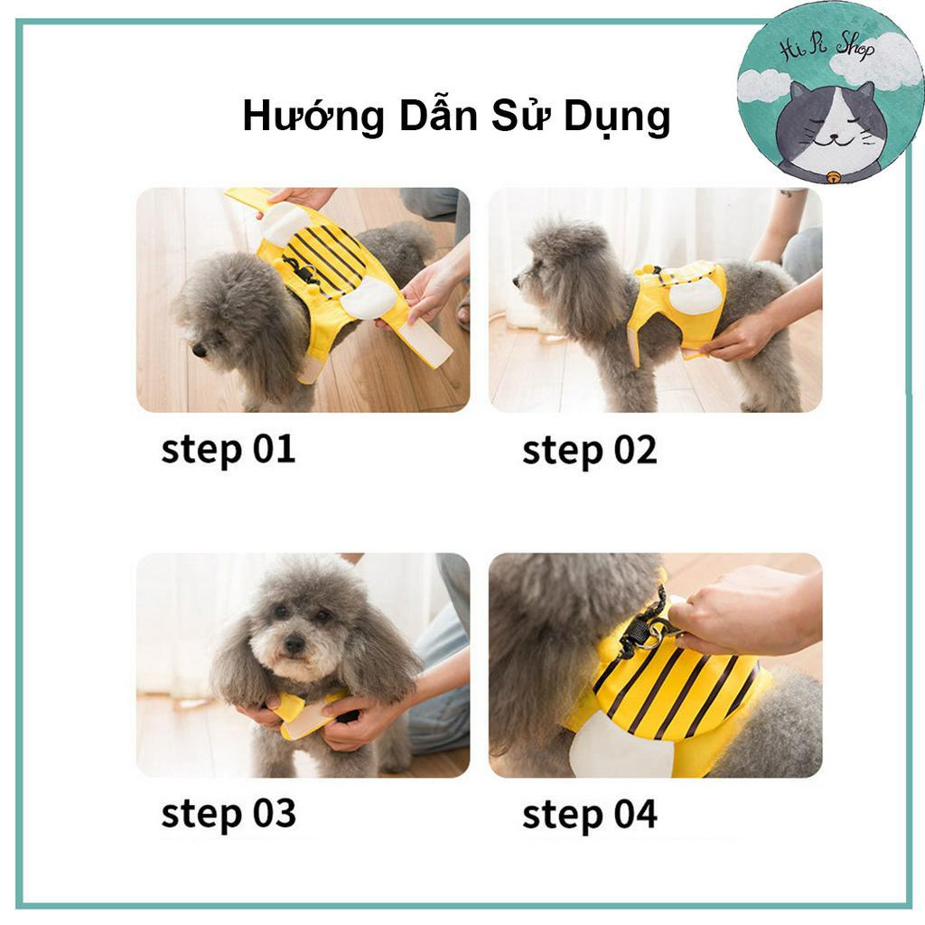 Dây Yếm Dắt Cao Cấp Gắn Túi Hình Ong Xinh Xắn Cho Chó Mèo Chất Liệu Cotton Kèm Móc Kim Loại Dành Cho Thú Cưng