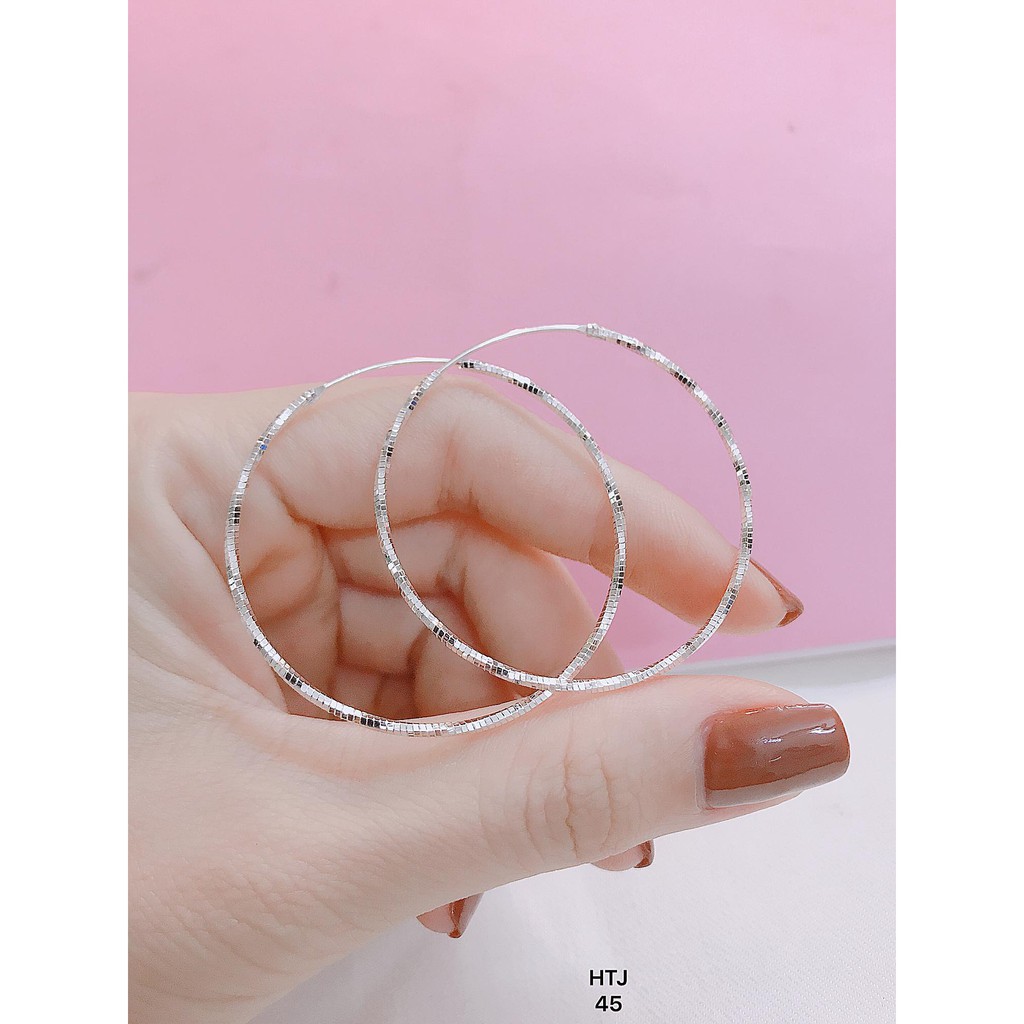 Bông tai nữ - vòng tàu chất liệu bạc ta sáng đẹp đường kính 5cm/ Trang sức bạc JQN