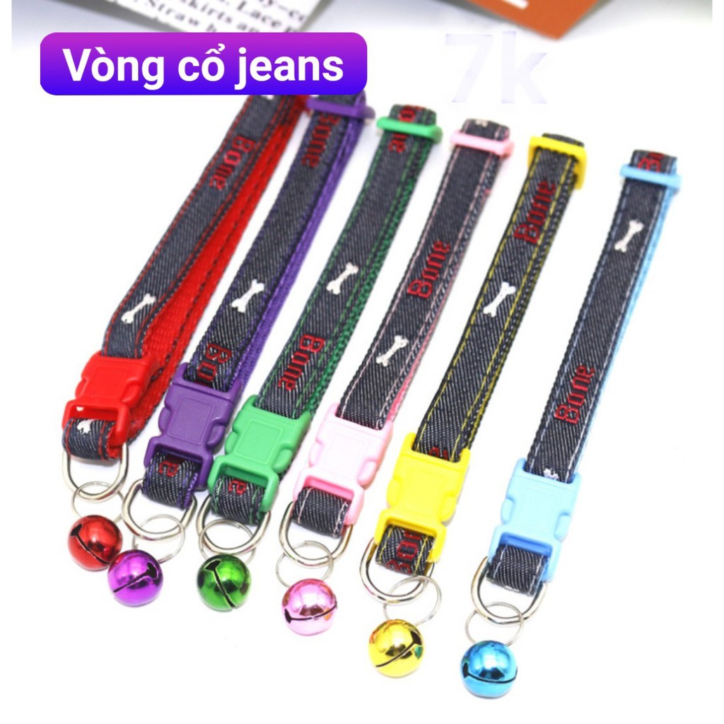 Vòng Cổ Jean Có Chuông Lục Lạc Cho Chó Mèo