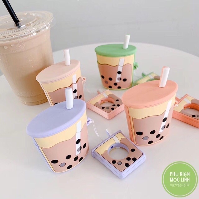 Trà sữa case🥤Vỏ bao airpod 1 2 đựng tai nghe không dây i11 i12 i18 i100 ... cute