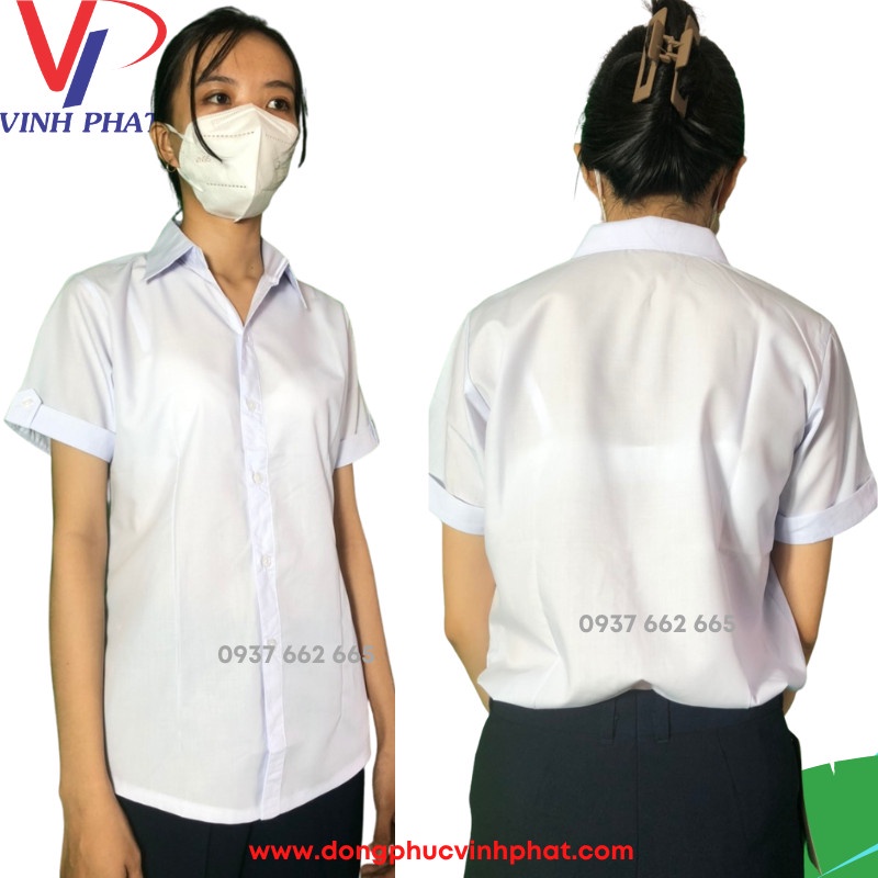 Áo sơ mi trắng học sinh nữ đầy đủ kích thước với kiểu dáng đơn giản, lịch sự và đẹp mắt
