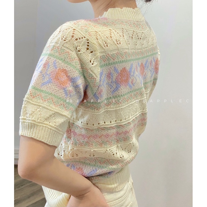 Áo len vintage[ẢNH THẬT ] len mềm màu sắc hoa nhẹ thích hợp mùa xuân hoặc thu đông | BigBuy360 - bigbuy360.vn