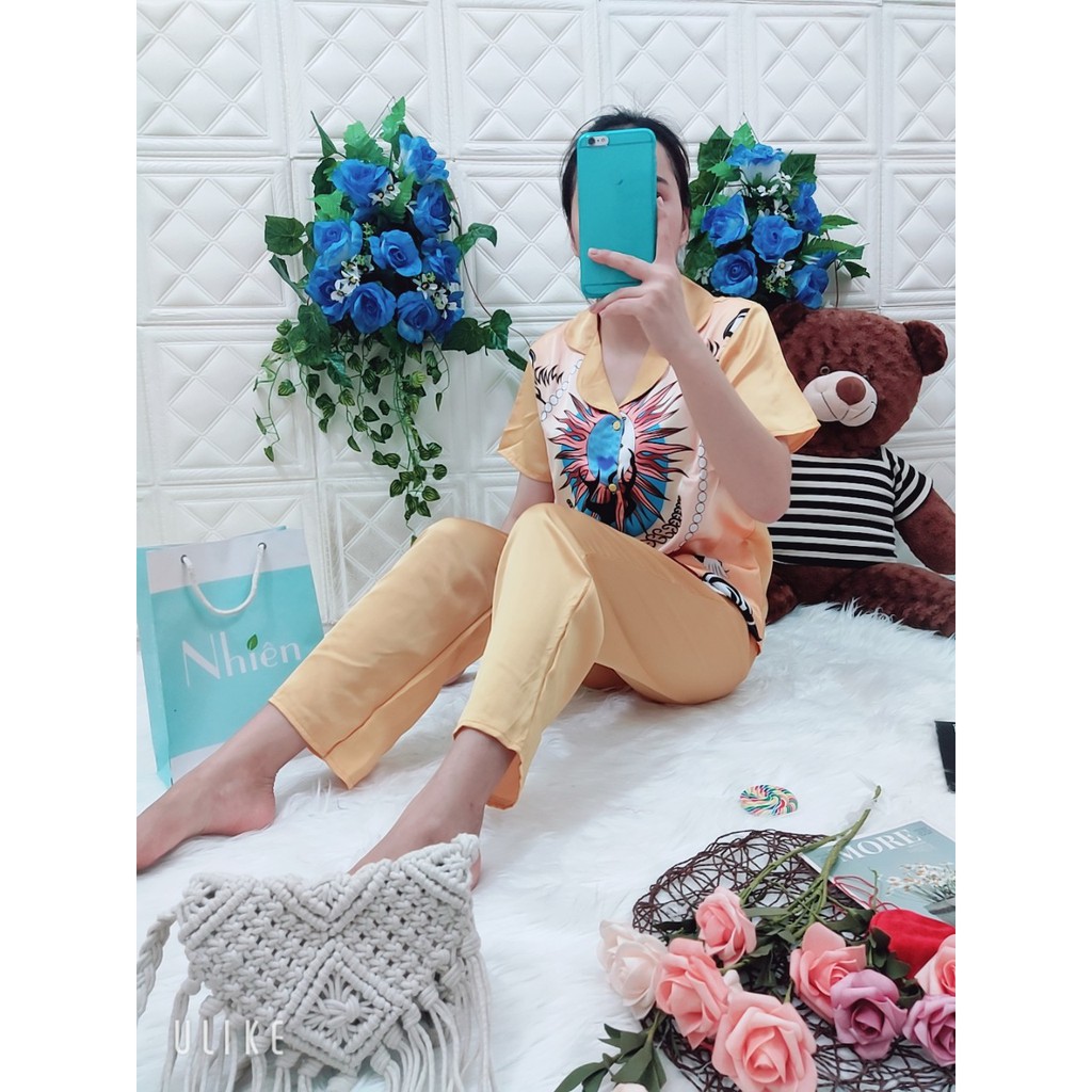 BỘ PIJAMA SATIN TAY NGẮN QUẦN DÀI CHÂN BÔNG MS20 | BigBuy360 - bigbuy360.vn