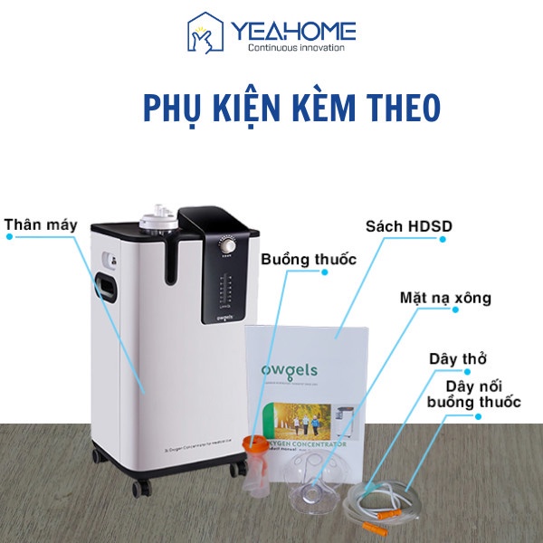 Máy Tạo Oxy Máy Thở Oxy 5 Lit Có Xông Mũi Owgels OZ-5-01PW0 Kèm Xông Khí Dung Hàng Chính Hãng - YeahomeCare Saigon