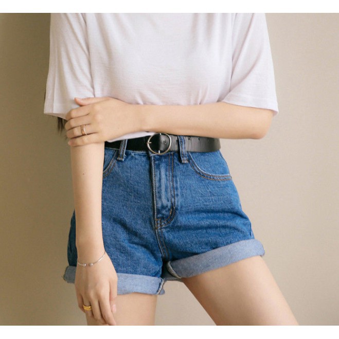 Quần short jean SUXI lưng cao phong cách Hàn Quốc cho nữ
