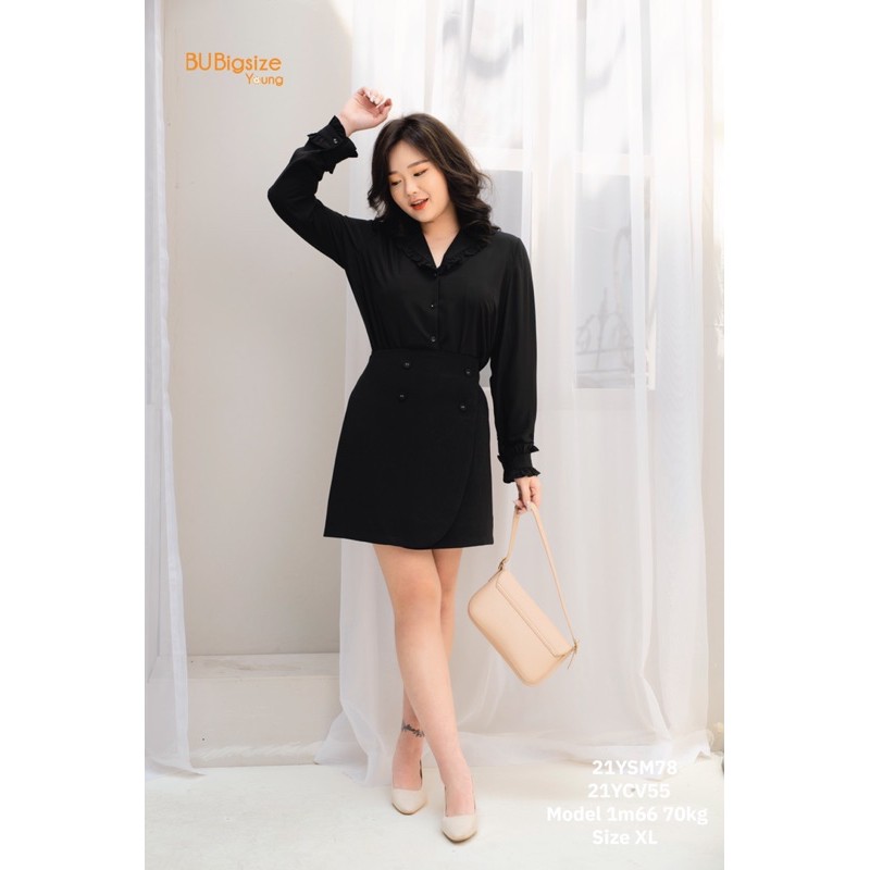 [Mã SRJULY1215 giảm 20K đơn 50K] Chân váy đính cúc big size 55kg đến 90kg - 21YCV55 - [BU Bigsize Young] | BigBuy360 - bigbuy360.vn