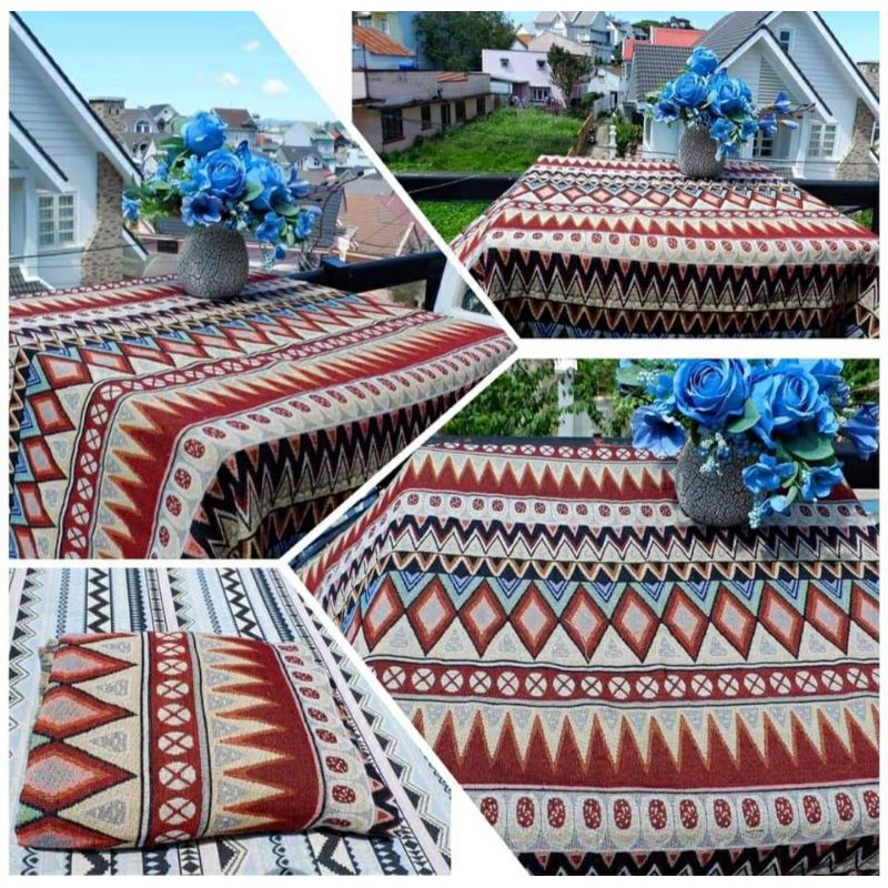 CHĂN-GA-THẢM THỔ CẨM DỆT TAY VINTAGE LOẠI 1