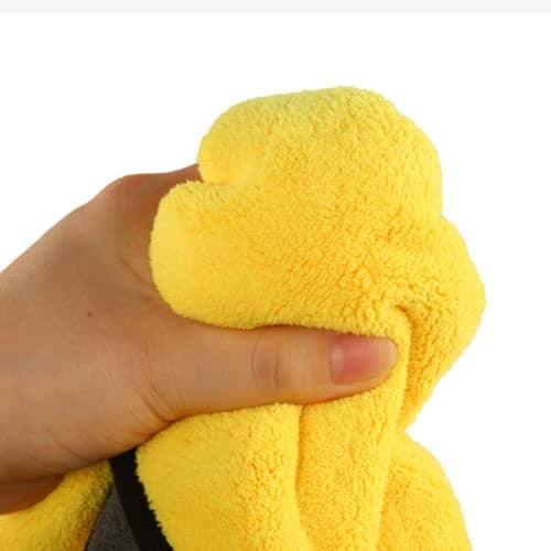 Khăn lau xe 2 lớp chuyên dụng siêu thấm nước - Khăn Lau Oto Dày Siêu Thấm Vàng Xám