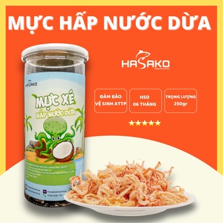 Khô mực xé sợi hấp nước dừa 250gr Hasako | Đồ ăn vặt hải sản khô Nha Trang