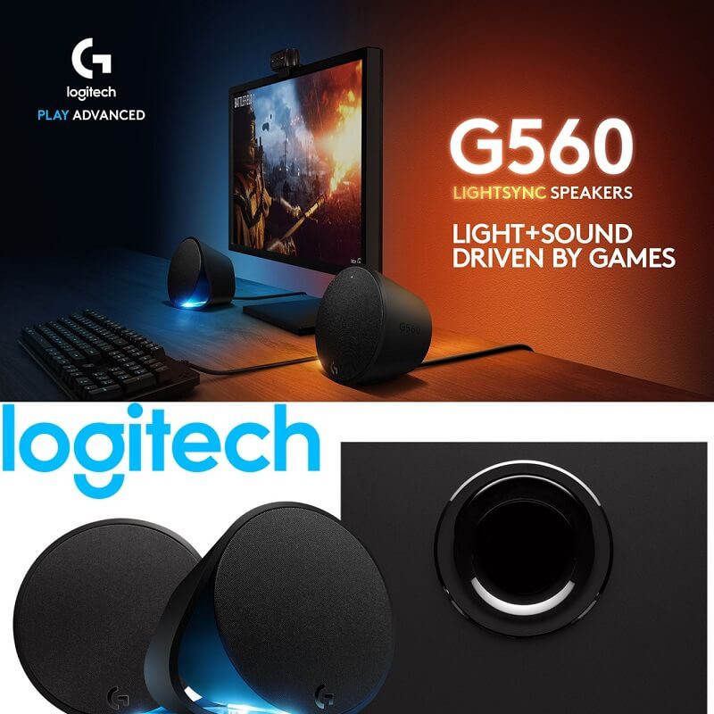 Loa chơi game Logitech G560 16.8 triệu màu RGB Lightsync Gaming, Công suất 240W, Âm thanh DTS X