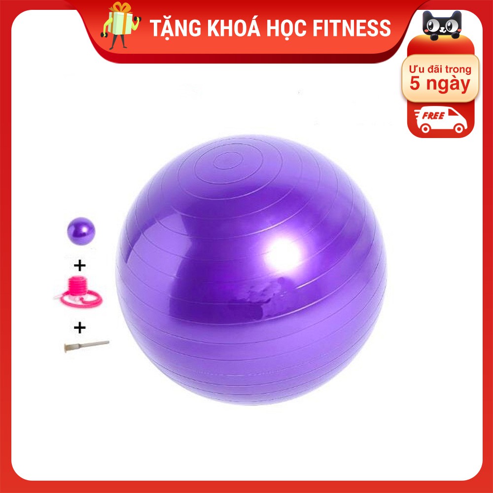 Bóng hơi tập gym yoga trơn 65, 75 cm có tặng kèm bơm chân