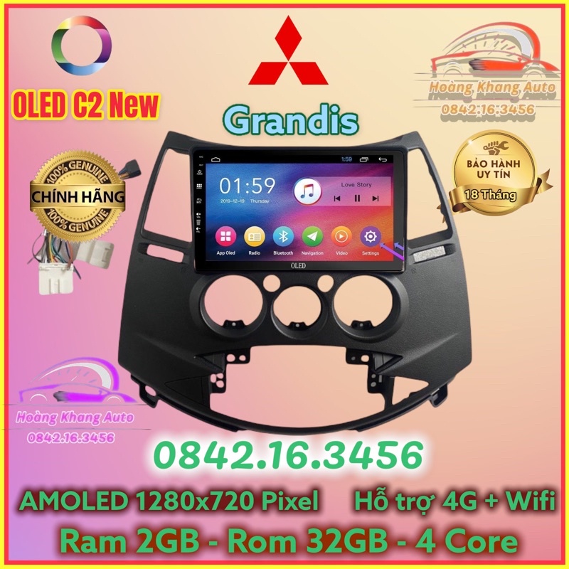 Màn hình Android OLED C2 New theo xe Grandis 2005 - 2011, 9 icnh kèm dưỡng và jack nguồn zin theo xe