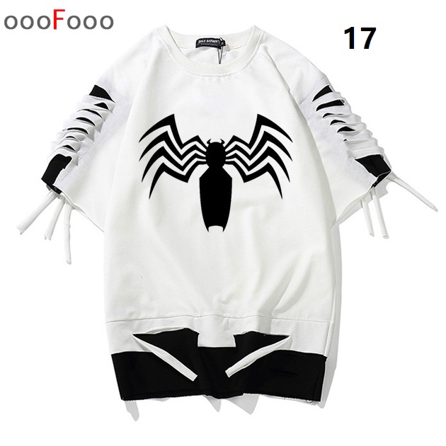 new movie tshirt Venom Spiderman Marvel Avengers Áo ngắn tay không cổ Áo thun Thời Trang Nam unisex