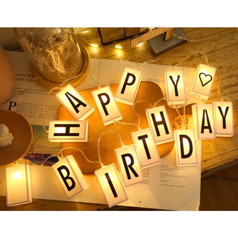 Bảng Chữ Đèn Led Trang Trí 3 Kiểu  Chữ HAPPY BIRTHDAY,5201314,MERY CHRISTMAS.