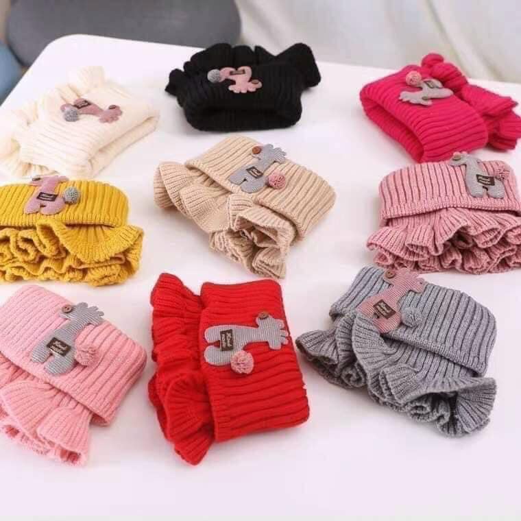 KHĂN LEN CỔ NHÚN dạng ống hình hươu cho bé quàng ấm mùa đông(2 - 7tuổi)