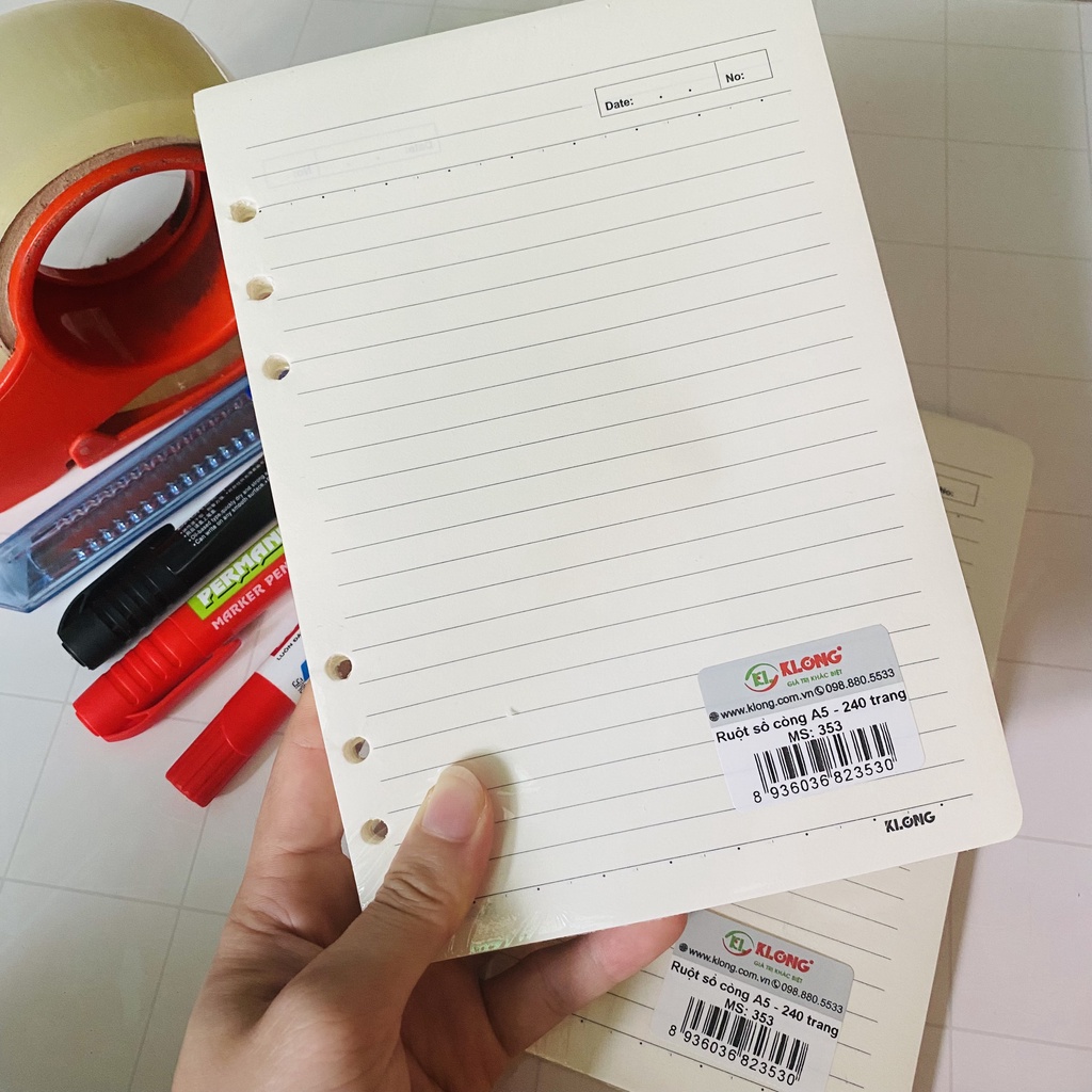 KLONG Ruột sổ LINE kẹp còng size A5 - 120 tờ