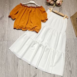Set váy maxi và áo trễ vai