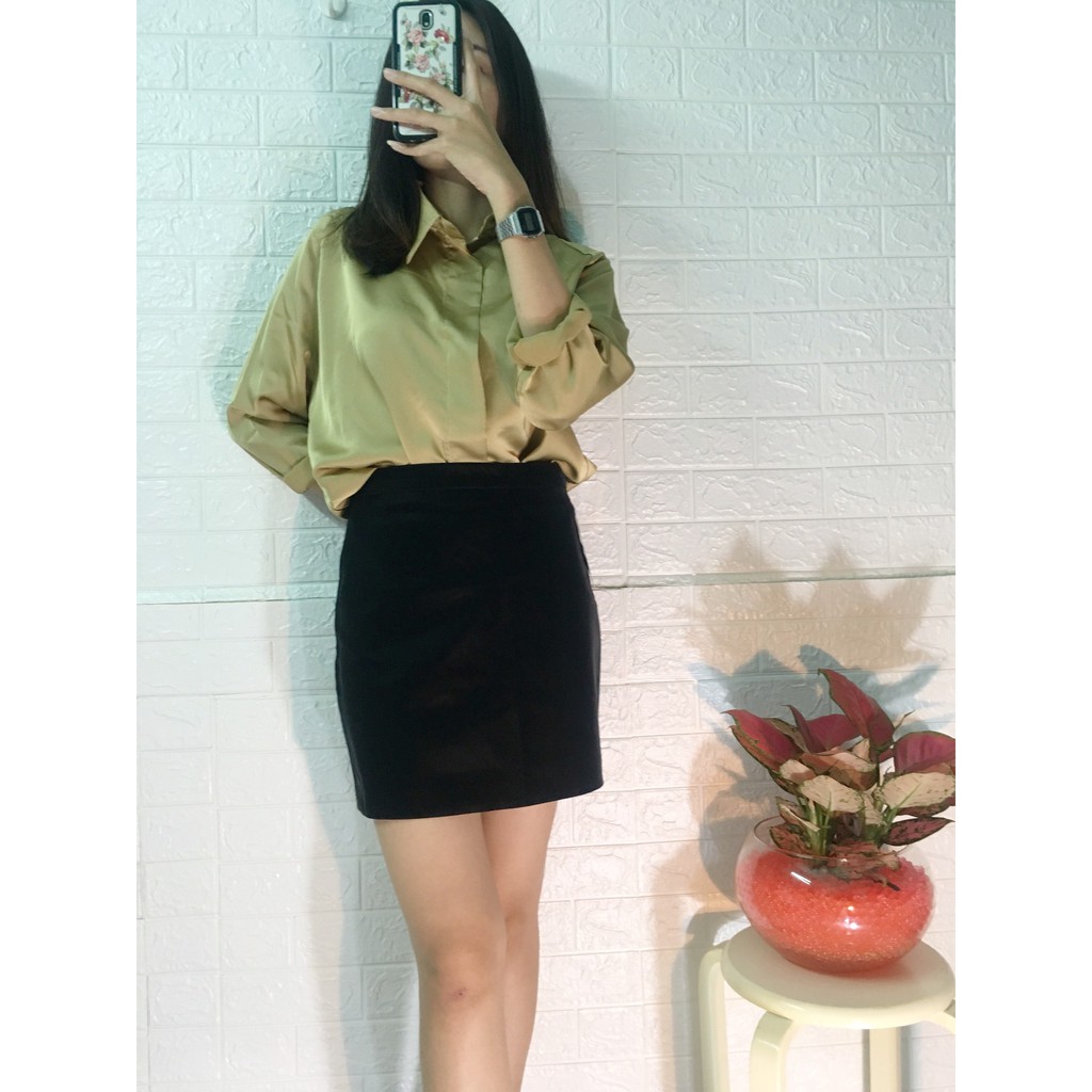 CHÂN VÁY CHỮ A DA NHUNG TÔN DÁNG (Kèm hình shop tự chụp) | BigBuy360 - bigbuy360.vn