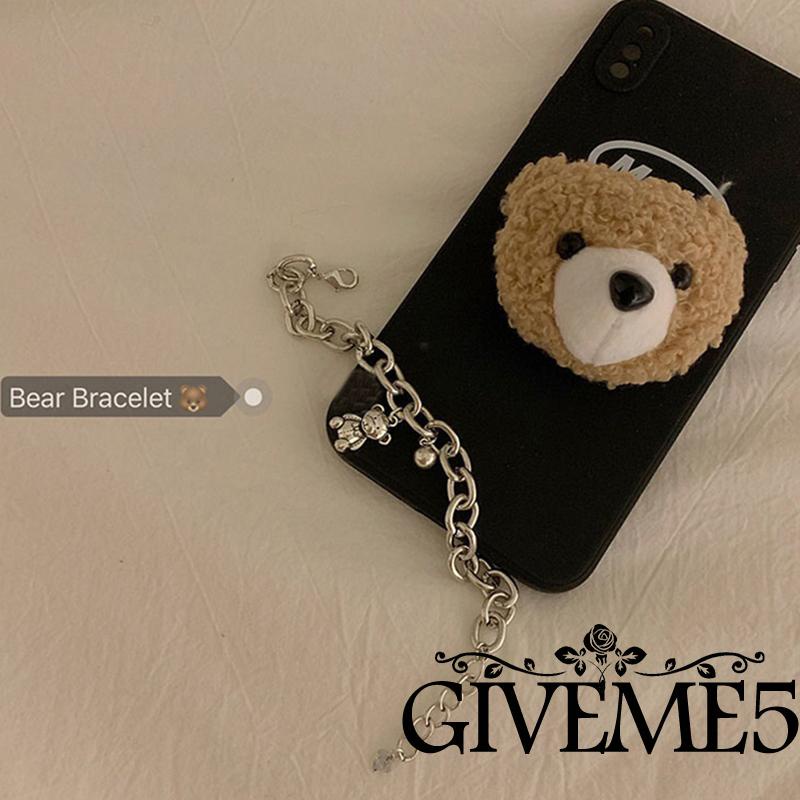 Vòng tay kim loại mặt hình gấu dễ thương cho nữ