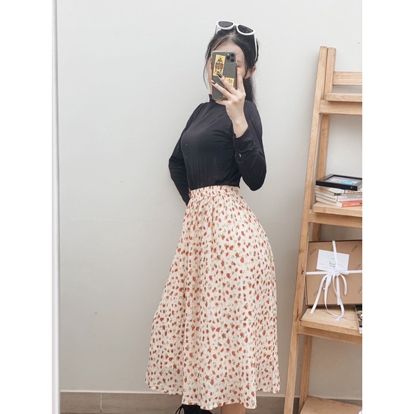(CAM KẾT GIÁ RẺ NHẤT) Chân Váy Xếp Ly Vintage Hoa Nhí | BigBuy360 - bigbuy360.vn