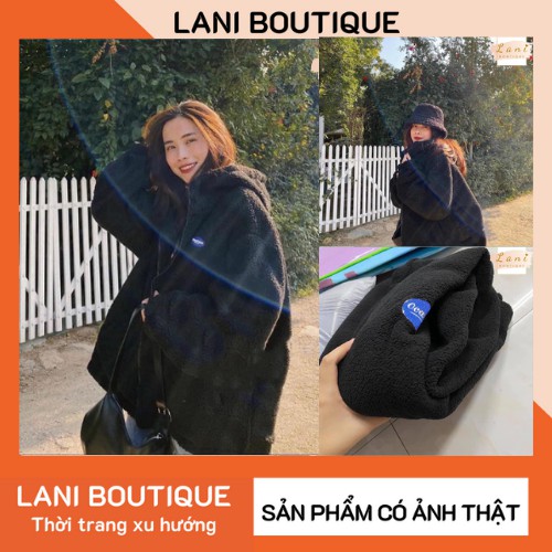 Áo Khoác Lông Thêu Chữ Nam Nữ OCA Freesize Cheapy Form Rộng Màu Đen Ulzzang mã 574 - Lani Boutique