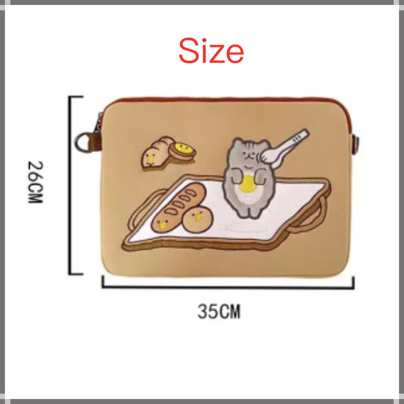 Túi họa tiết mèo hoạt hình dễ thương đựng máy tính xách tay 13inch