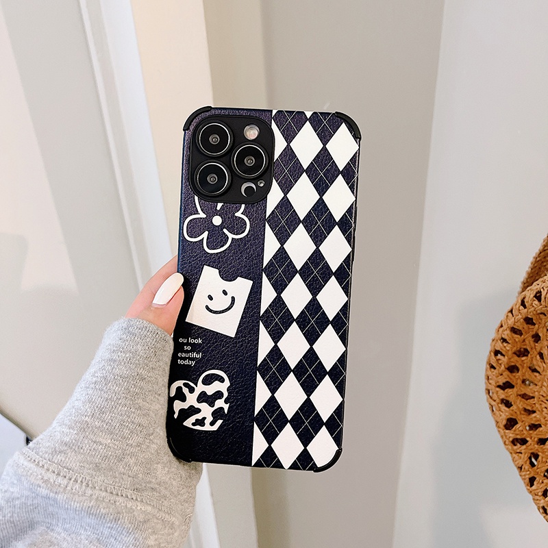 Ốp điện thoại da tpu sọc caro cho iPhone 11 Pro Max X Xr Xs Max 7 8 Plus Se 2020 12 pro max 12 mini 13 pro max 13 mini | BigBuy360 - bigbuy360.vn
