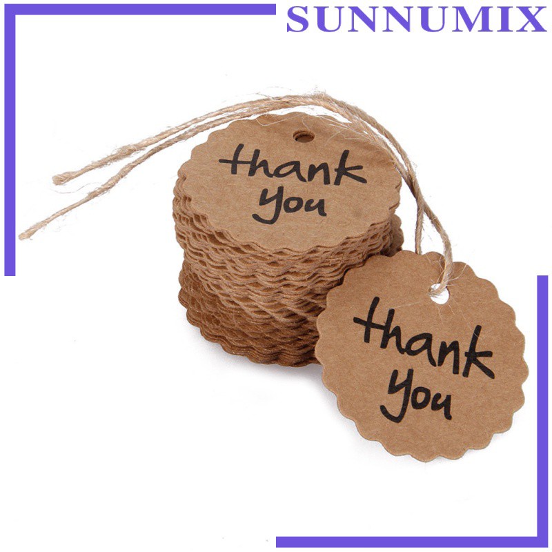Set 100 Thẻ Giấy In Chữ Thank You Dùng Để Gói Quà