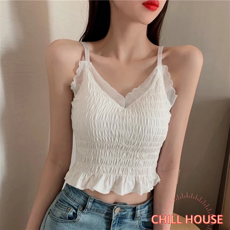 MỚI*Áo Hai Dây Nhún Chun Siêu Xinh cao cấp, có đệm lót và dây điều chỉnh mã C05 - CHILLHOUSE
