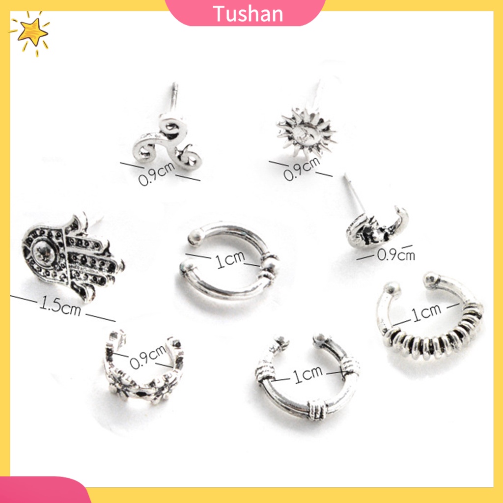 Set 8 khuyên tai phong cách thời trang Bohemian dành cho nữ