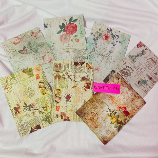 Giấy bìa vintage cổ điển làm planner buller journal srapbook