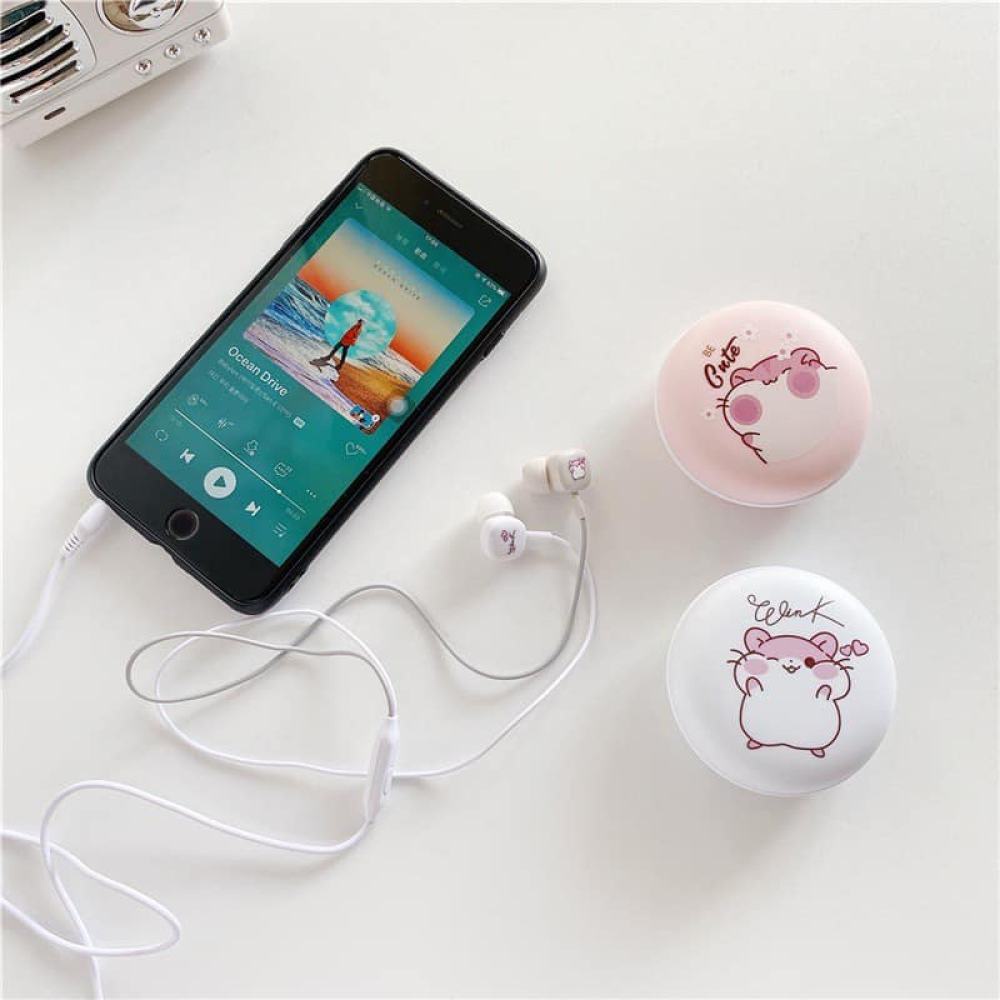 Tai Nghe Nhét Tai Giắc Cắm 3.5mm Kèm Mic Hình Chuột Hamster Dễ Thương