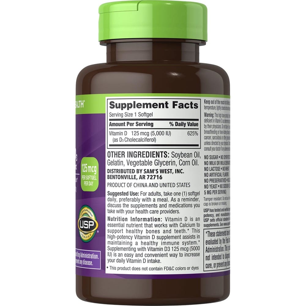 Viên uống bổ sung Vitamin D3 Member’s Mark Vitamin D-3 5000IU 400 viên