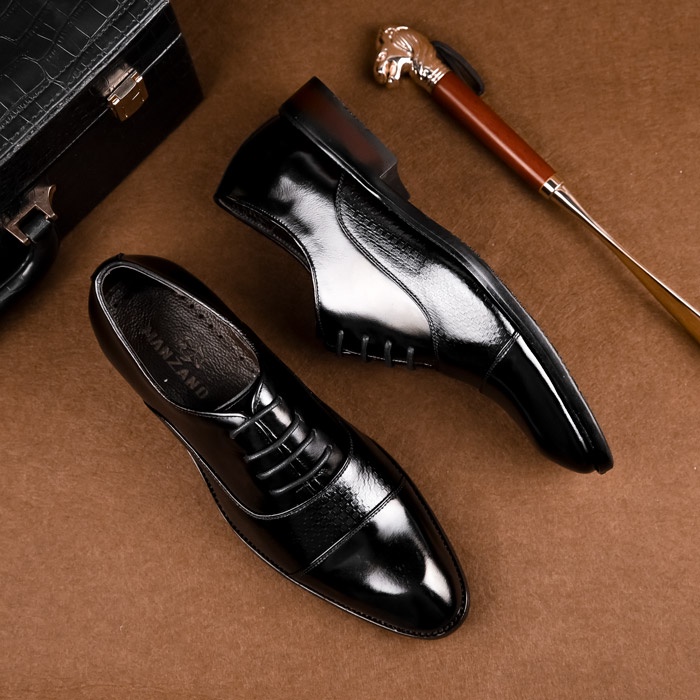 Giày nam đẹp da thật Manzano họa tiết dập vân trẻ trung sang trọng M66884
