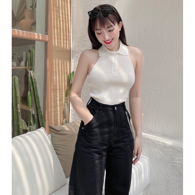 Áo len Croptop Cổ Bẻ Polo Miss Sumey Chuẩn Xịn Loại 1