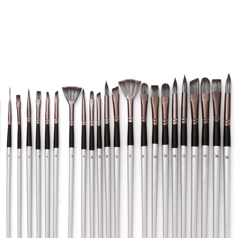 Set 24 Cọ Vẽ Màu Nước Có Tay Cầm Bằng Nhựa Acrylic