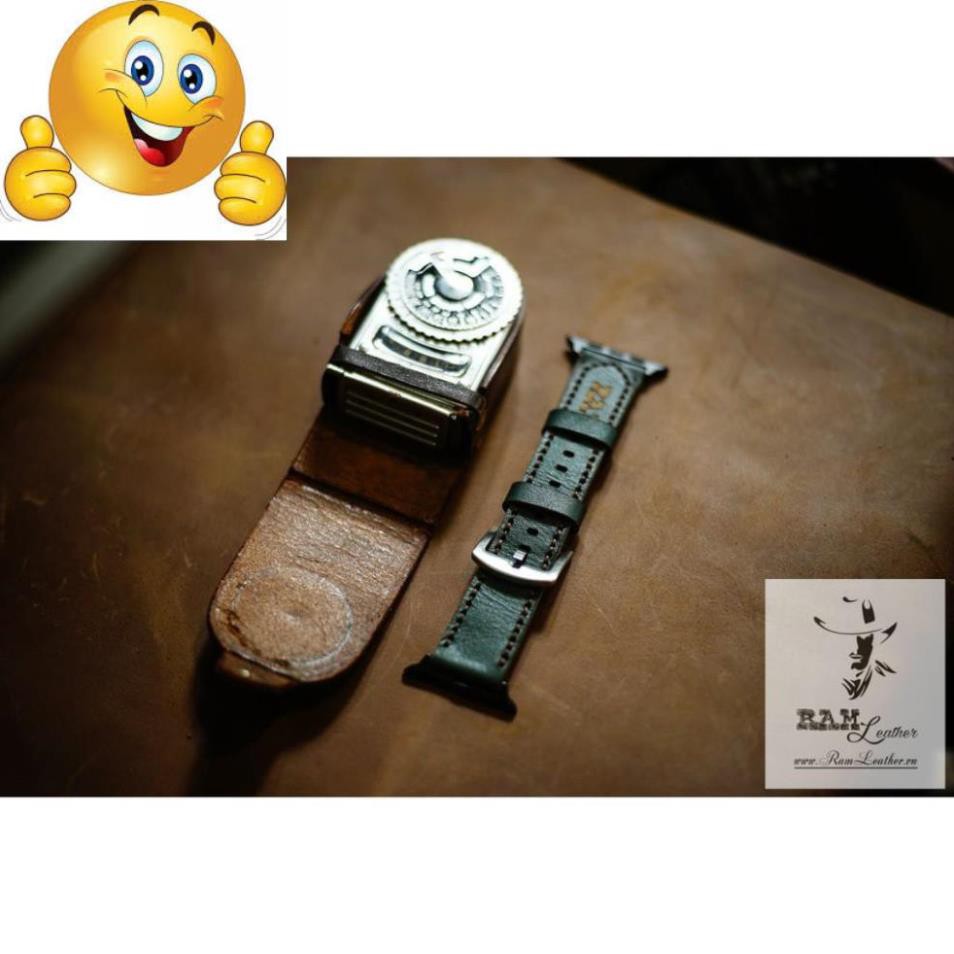 (MUA 1 ĐƯỢC 5) DÂY ĐỒNG HỒ DA BÒ THẬT XANH MATCHA - RAM CLASSIC MATCHA - ĐỦ SIZE 18, 20, 22, SAMSUNG, APPLE WATCH .