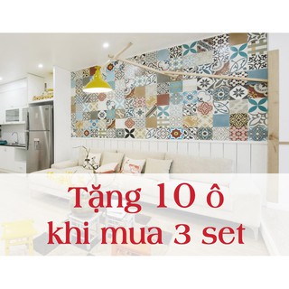 Set 30 ô Decal Gạch Bông kt 20x20 cm (Tặng thêm 10 ô khi mua 3 set)